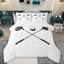 Homewish Golf Club Twin Comforter Set, Golf Ball, White Silver, 2-Piece Cozy Reversible