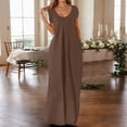 thumbnail image 2 of JIAYUE Women's Dress A-Line O-Neck Ankle-Length Casual Maxi With Pockets Elegant Solid Color Short Sleeve Flowy Plus Size Comfortable For Everyday Wear Stylish Female Dresses, 2 of 5