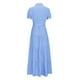 thumbnail image 5 of Vestido largo a rayas de verano 2024 para mujer, vestido informal con botones, manga corta, vestidos camiseros largos con cinturón,Blue,2XL, 5 of 6