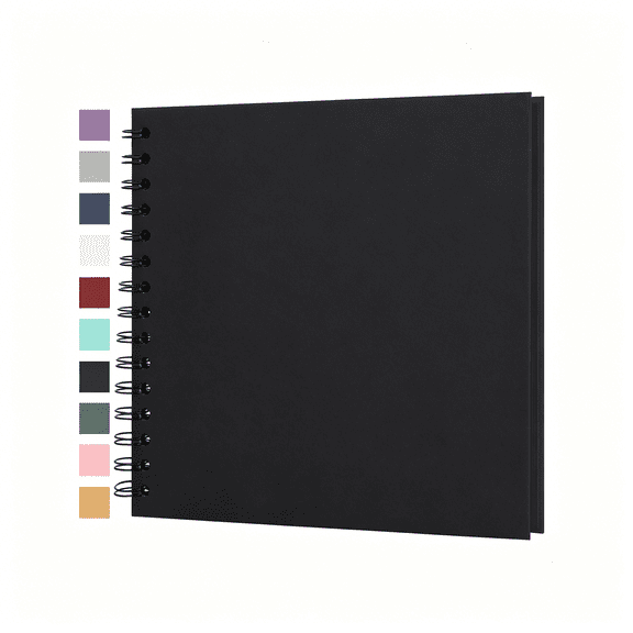 CCOCC Scrapbook Album 8X8 Inches 40 Pages Hardcover Kraft Paper Photo Album Scrap Book Memory Book Blank Scrapbook Albums for Wedding Baby Travel Anniversary Family,Black