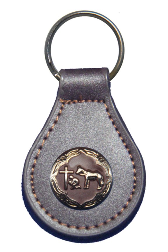 Brown and Silver Cowboy Church Praying Cowboy leather key fob or keychain Brown