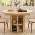 thumbnail image 5 of Extendable Dining Table 43-59", Suitable for Family Gatherings, Solid Wood Top with Fluted Sliding Door and 8 Storage Compartments, Space-Saving Dining Furniture, 5 of 10