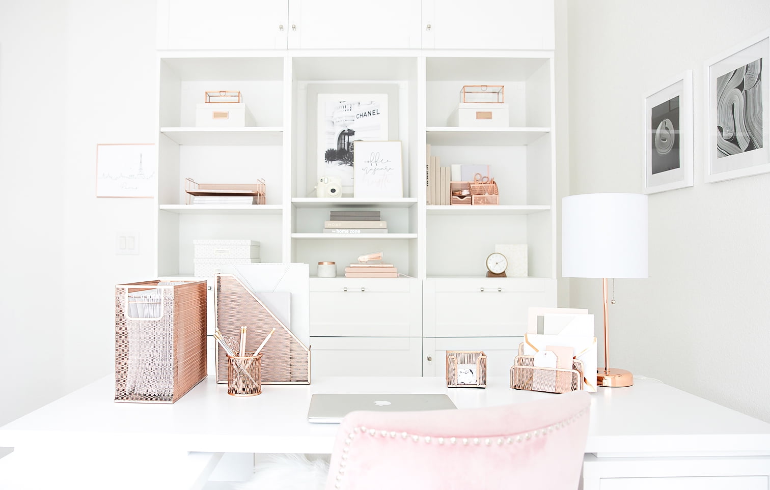 Monte 5 Piece Rose Gold Desk Organizer Set with Desktop Hanging File Organizer