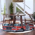 thumbnail image 4 of Round Area Rug 5 Ft, Fire Trucks Washable Non-Slip Circle Carpet for Living Room/Bedroom, Modern Cartoons Vehicles Low-Profile Runner Mats Collection Rugs for Indoor, 4 of 7