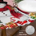 thumbnail image 3 of Pink Christmas Round Tablecloth, Fitted Table Cover with Elastic for 45"-54" Round Tables, Xmas Tree Snowflake Winter Gifts Table Cloth Outdoor Indoor Dinning Party Waterproof Tablecloths, 3 of 7