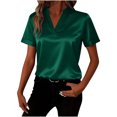 thumbnail image 3 of TaTaai Women's Satin V-Neck Blouse Short Sleeve Loose Fit Spring Summer Casual Chic Top Shirt for Daily Work Office Party Vacation Gift, 3 of 7