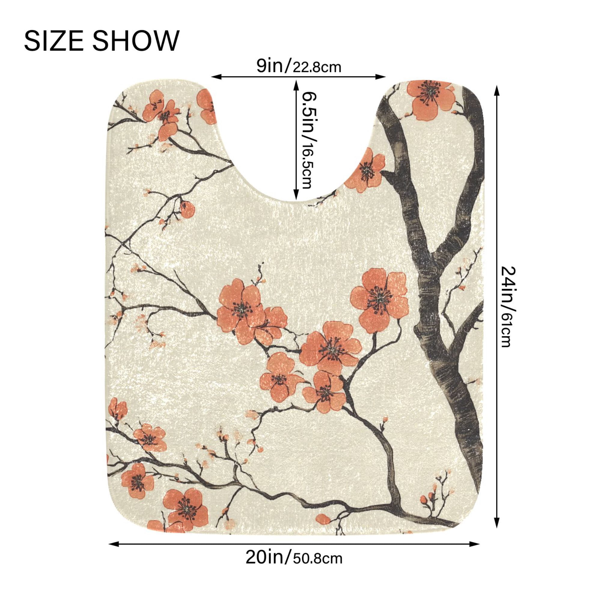 Yayeee Bath Rug for Bathroom Floor Non Slip Rectangle Fluffy Soft Absorbent Mat, 16"x24", Light Red Flowers