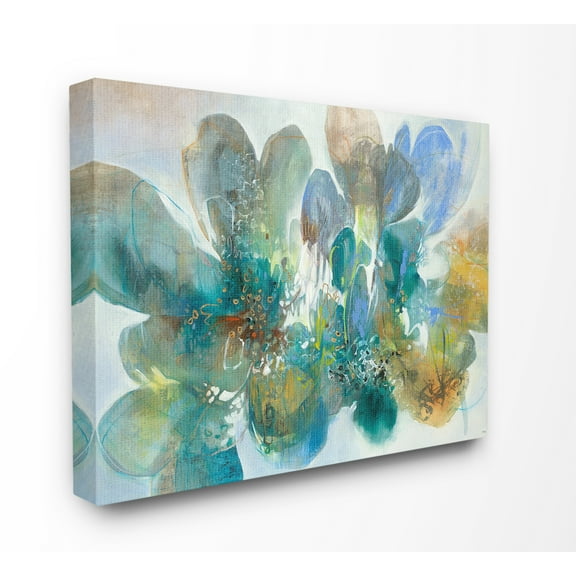 Blue and Green Bright Painterly Florals Canvas Wall Art