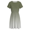 thumbnail image 4 of Sage Green Gradient Dress Fashion Beach Short Sleeve Dresses Female Party Printed Sundress, 4 of 7