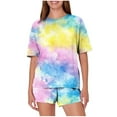 thumbnail image 2 of Women's Pajama Set Under $10 Short Sleeve And Shorts Casual Loose Printing Round Neck Short Sleeved Shorts Pajamas Suit, 2 of 6