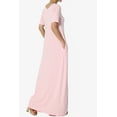 thumbnail image 4 of TheMogan Robe Maxi Surdimensionnée en Jersey Doux pour Femmes, Col en V, Manches Courtes avec Poche, 4 of 6
