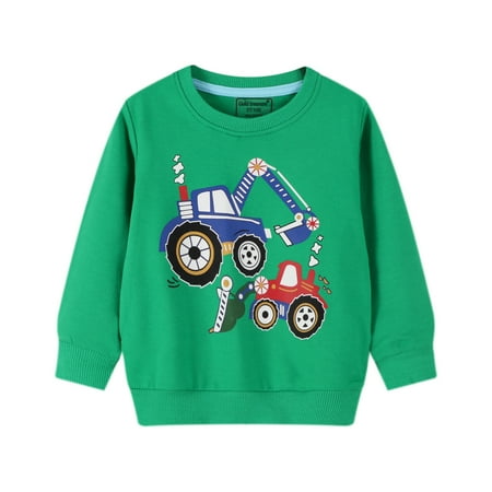 

Tejiojio Girls and Toddlers Soft Cotton Clearance Children Kid Boys Cartoon Car Print T-shirt Tops Casual Pullover Sweatshirt