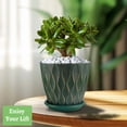 thumbnail image 4 of FOUKUS 6 inch Plastic Plant Pots: 5 Pack Indoor Planters with Drainage and Tray Outdoor Flower Pots, Green Gold, 4 of 6
