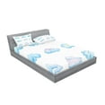 thumbnail image 2 of Ambesonne Cartoon Fitted Sheet & Pillow Sham Set, Fluffy Clouds, Full, Blue White, 2 of 2
