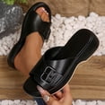 thumbnail image 6 of Lenago Oofos Sandals for Women Women's Versatile Plus-Size Metal Buckle Shoes Comfortable Summer Slippers Black 36, 6 of 9