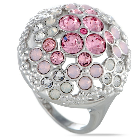 Swarovski Cherie Pink and Clear Crystals Flowers Ring