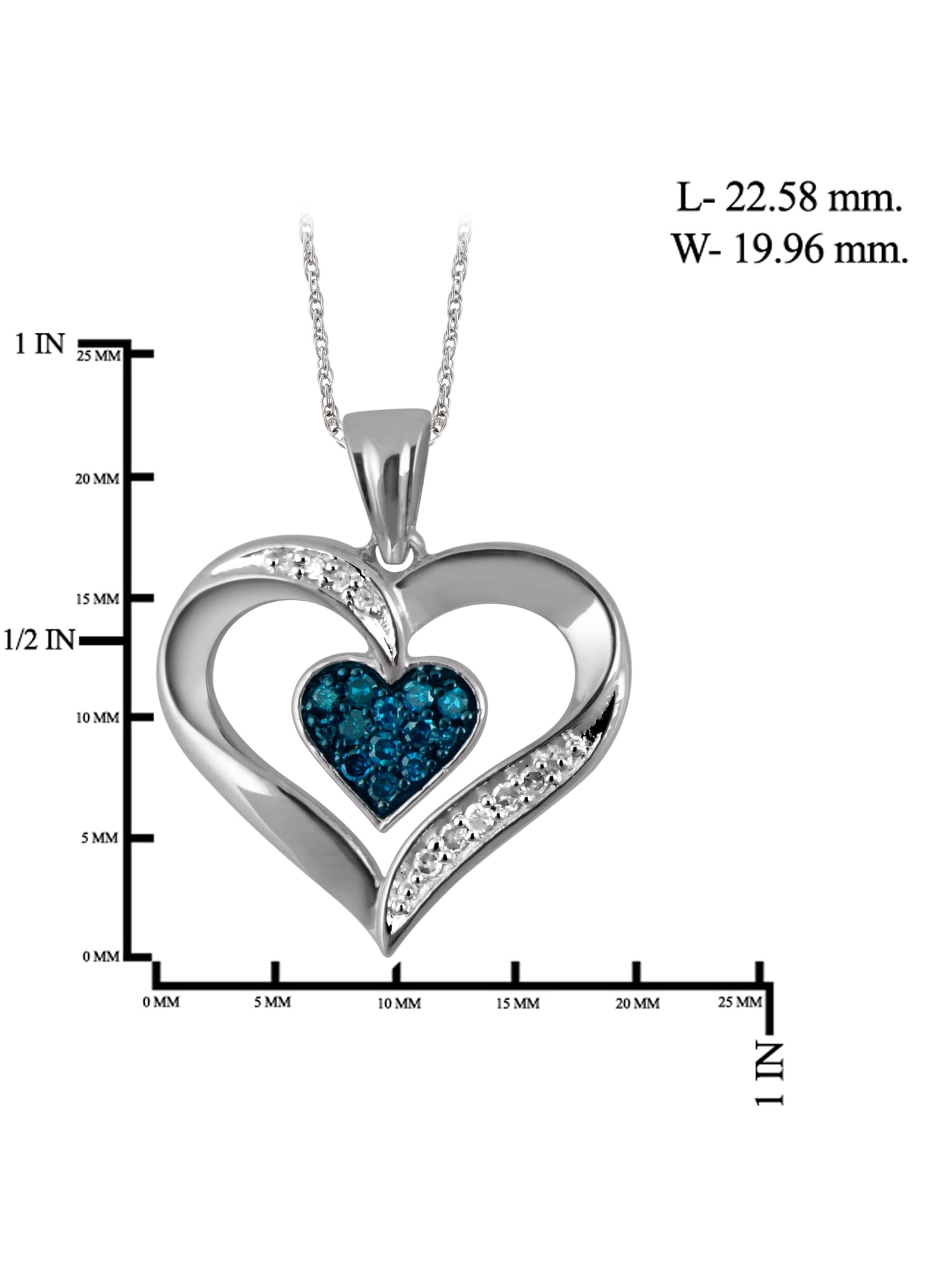 JewelersClub Sterling Silver (.925) Heart Necklace with White Diamond 1/5 Carat | Jewelry Pendant Necklaces for Women with Round White Diamonds & 18 inch Rope Chain with Spring Clasp