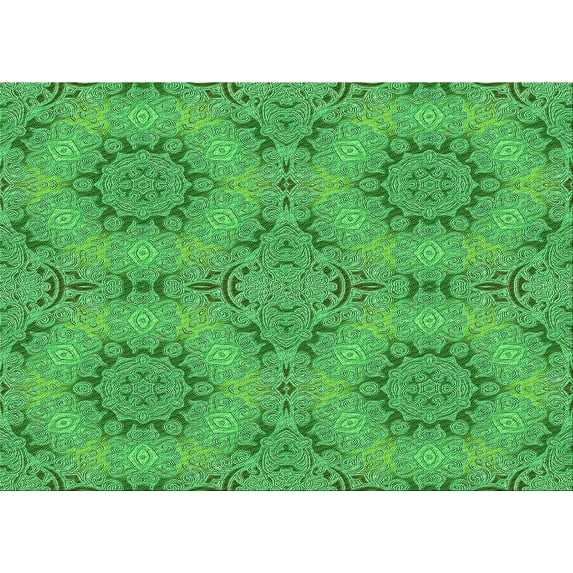 Ahgly Company Machine Washable Indoor Rectangle Transitional Neon Green Area Rugs, 6' x 9'