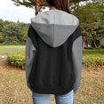 thumbnail image 3 of Women's Color Block Oversized Hoodie, Plus Size Pullover Sweatshirt with Pocket, Drop Shoulder Long Sleeve Casual Streetwear Top for Winter Outfits, Lounge Wear and Athletic Comfort Black L, 3 of 5