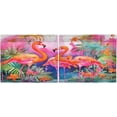 thumbnail image 3 of FREEAMG 36 Inch Length Kitchen Curtains Flamingos Palm 2 Panels Half Window Sheer Curtains Rod Pocket Farmhouse Short Drapes for Bathroom Cafe Basement, 3 of 7