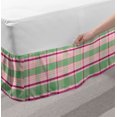 thumbnail image 2 of Geometric Bed Skirt, Crossing Diagonal Hatched Stripes and Squares Symmetric Plaid, Elastic Bedskirt Dust Ruffle Wrap Around for Bedding Decor, 4 Sizes, Pistachio Green Baby Pink, by Ambesonne, 2 of 2