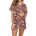 thumbnail image 2 of Puntoco Pijama de mujer con cuello en V y manga corta con estampado navideño, 2 of 5