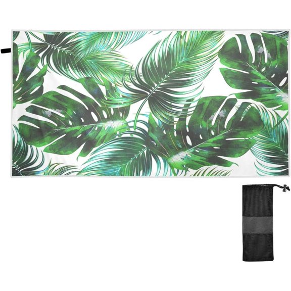 Coolnut Beach Towels Tropical Palm Leaves Camping Towels Jungle Plant Sand Free Beach Towel, 30"x60" Large Beach Towels Quick Dry Bath Travel Towels Pool Yoga Beach Mat for Men Women