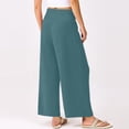 thumbnail image 3 of Petite Womens Wide Leg Crop Pants 2026 Summer Smocked Waist Pull On Casual Palazzo Trousers with Pockets Light Blue M, 3 of 6