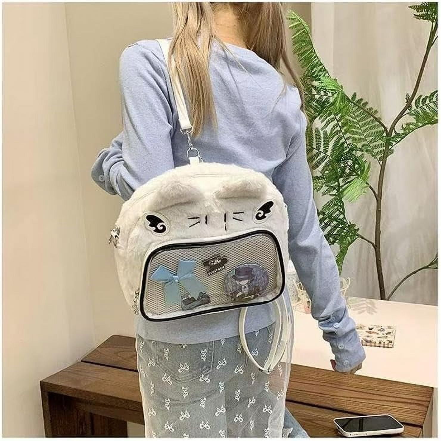 HMSHA Cat Ear Ita Backpack Cute Bags Kawaii Y2K Bags 3 Ways Crossbody Purse Messenger Bags for Women Shoulder Bag Tote (Pink)