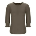 thumbnail image 5 of VKOYWKM Blouses for Women Dressy Casual 3/4 Length Sleeve Womens Tops Crew Neck Loose Fit Puff Sleeve Tunics with Smocked Cuffs, 5 of 10