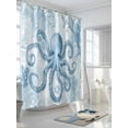 thumbnail image 3 of Fsddascl Blue Octopus Shower Curtain Set - Long 72" x 84" Washable Bathtub Curtain with 12 Hooks, Summer Watercolor Ocean Coral Waterproof Fabric Stall Shower Curtains for Bathroom/Bathtub Décor, 3 of 6