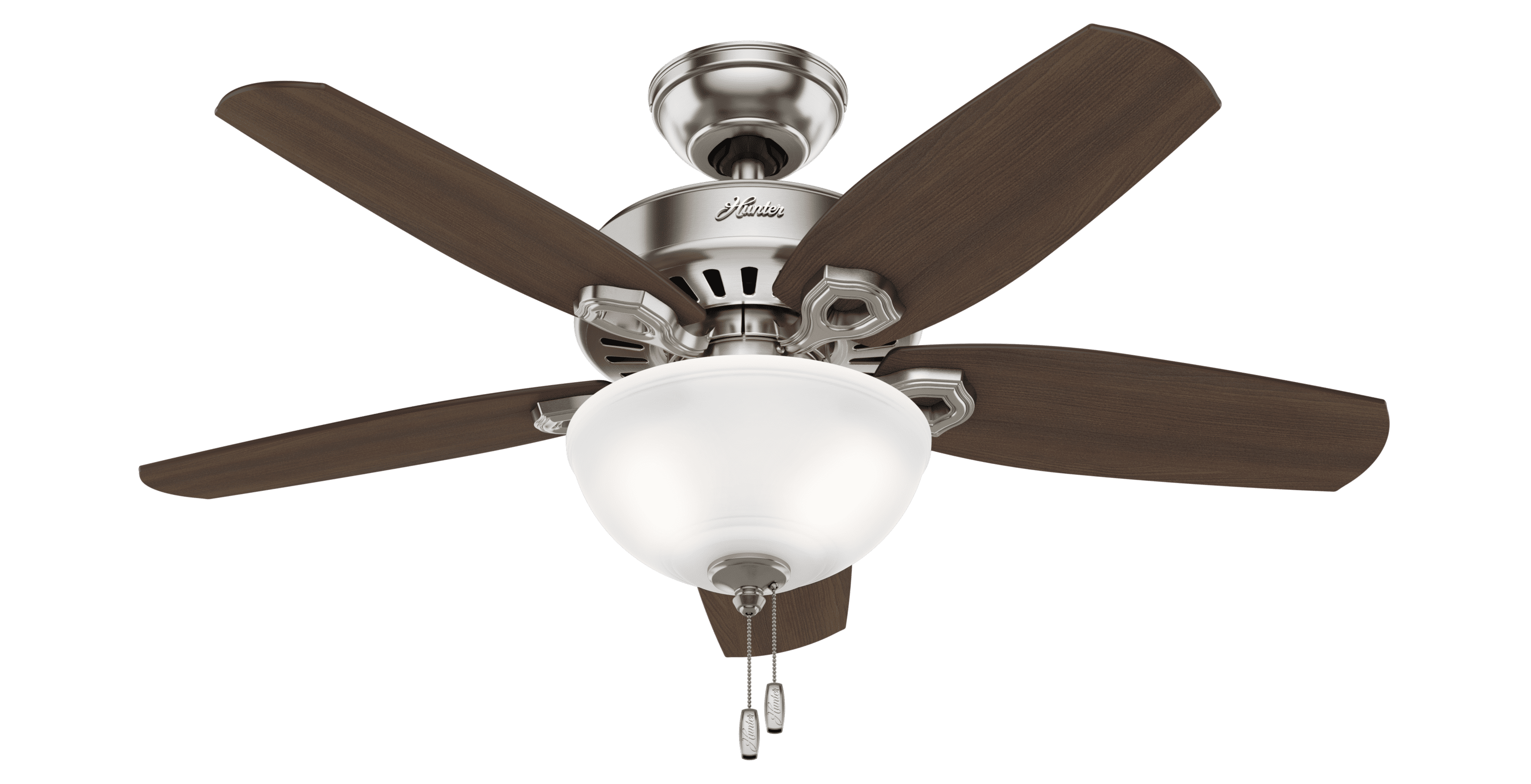 Hunter 42" Builder Brushed Nickel Ceiling Fan with Light Kit and Pull Chain