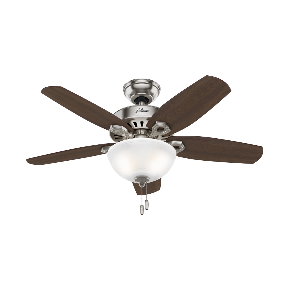 Hunter 42" Builder Brushed Nickel Ceiling Fan with Light Kit and Pull