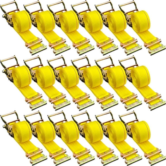 E-Track Ratchet Strap, 18-Pcs 2 in. x 15ft. E-Track Straps 4400 lbs. Breaking Strength, with Polyester Webbing