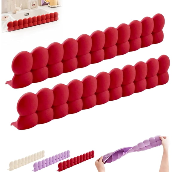 Silicone Sink Splash Guard for Kitchen & Bathroom - 20" Water Barrier with Suction Cups. Faucet Splash Catcher to Keep Clothes Dry & Countertop Clean.(Q)