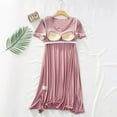 thumbnail image 4 of Xysaqa House Dresses Womens Nightgown Soft Sleepwear Cotton Casual V Neck Short Sleeve Pajama Dress Padded Lined Lounge Dress M-2XL on Clearance, 4 of 9