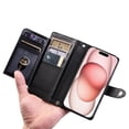 thumbnail image 6 of Wallet Case for Samsung Galaxy S26+ 5G 6.7-inch, Litchi Leather Flip Zipper Purse Cover with Card Holder, Detachable Wristlet, Kickstand Shockproof Protective Phone Case,Black,For Galaxy S26+ (5G), 6 of 9