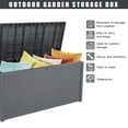 thumbnail image 5 of 113gal 430L Outdoor Garden Plastic Storage Deck Box Chest Tools Cushions Toys Lockable Seat Waterproof, Gray, 5 of 10