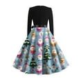 thumbnail image 4 of Christmas Dresses for Women Women's Fashionable And Elegant Autmn And Winter Long-sleeved Round Neck Christmas Print Dress for Holiday Party,Light Blue,M, 4 of 5