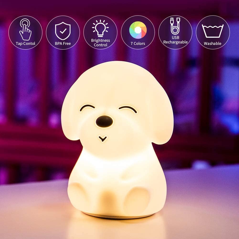 Wekity One Fire Night Light For Kids baby Night Light kawaii Dog Nightlight cute Toddler Nursery Lamp usb Rechargeable Puppy Animal Soft Lights For Gi