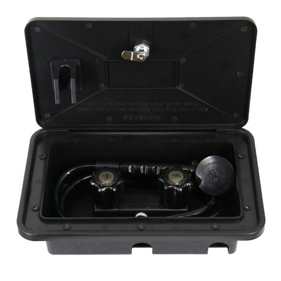 DYNWAVECA 1 Set RV Shower Box Kit Motorhome Caravan Accessories Shower Hose Exterior Shower Box Kit Faucet Hose camping trailer Cowboy Shower Black