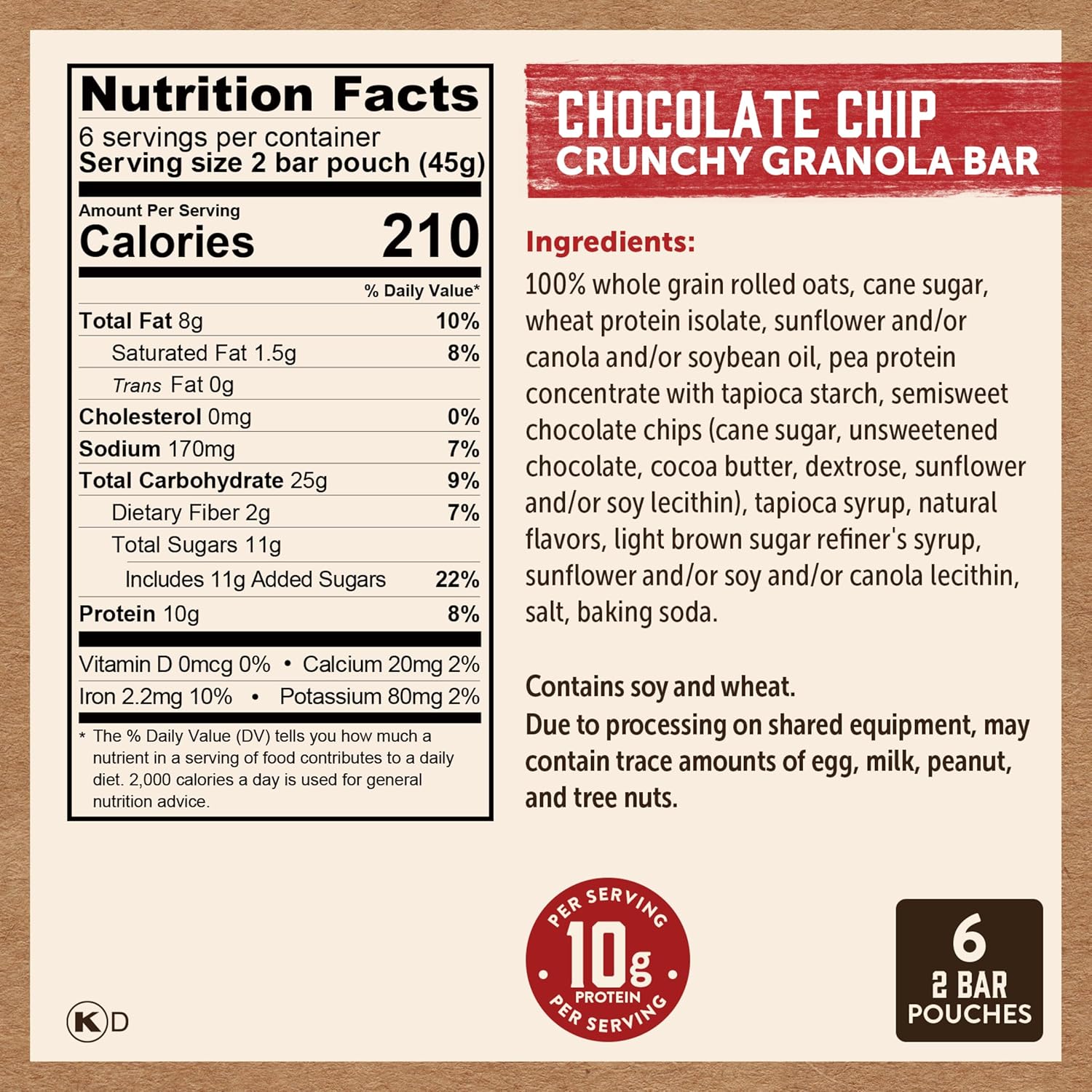 (Pack of 12) Kodiak Bar Granola Chocolate Chip 9.5 Oz