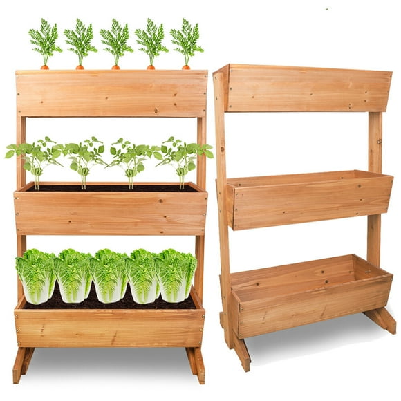 3 Tier Wooden Vertical Raised Garden Bed Vegetable Planter Box Outdoor Indoor US