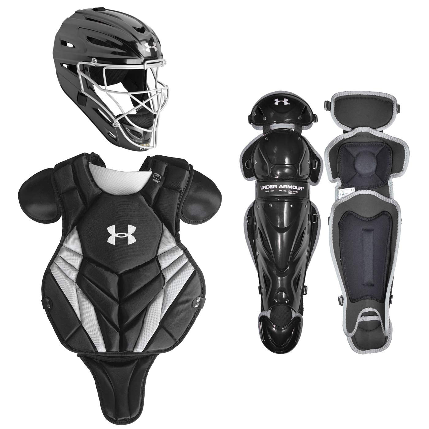 Black Under Armour Youth 9-12 NOCSAE Victory Series Catcher's Gear Set 