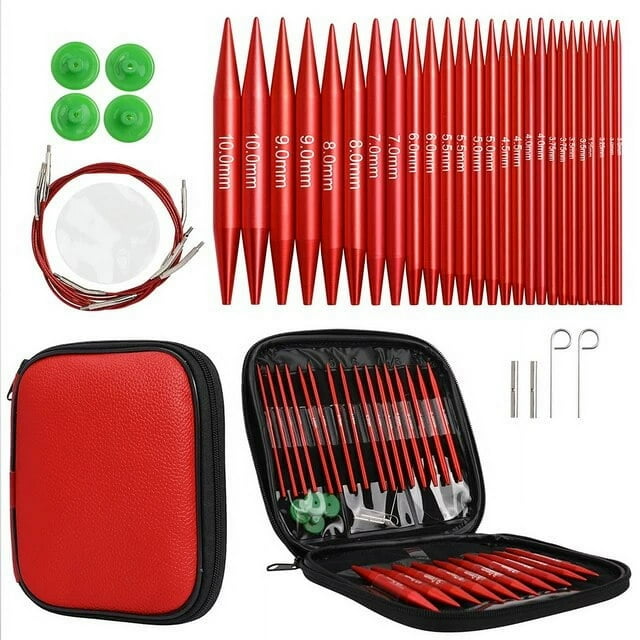 Knitting Needles Set Various Sizes Available Detachable Circular Interchangeable Knitting Needles Crochet Kit with Storage Bag