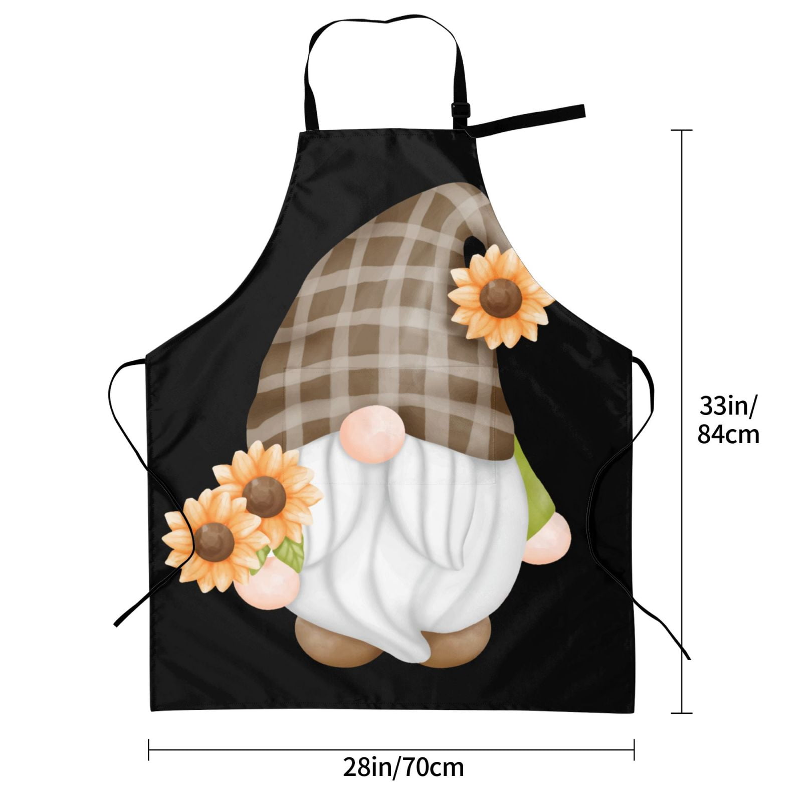 Kdxio Sunflower Gnomes 4 Apron with Pockets Adjustable Kitchen Aprons for Men Women Waterproof Aprons for Cooking,Drawing,Crafting, Baking Household Cleaning