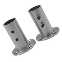 FRCOLOR 2PCS Professional Durable 2 Holes Heavy Duty Ringent Stainless Steel Coloset Pole Socket