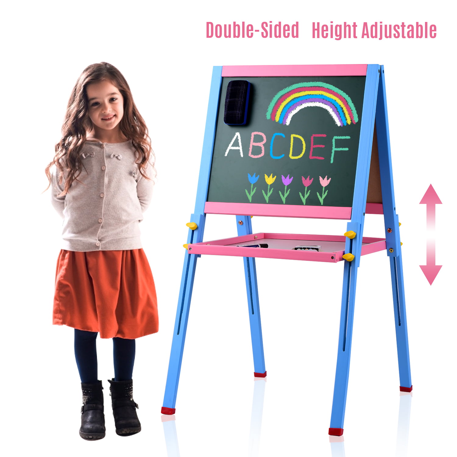 Kids Double-sided Magnetic Standing Art Easel Drawing Chalkboard Whiteboard US 