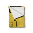 thumbnail image 2 of Black and Yellow Soft Flannel Fleece Throw Blanket, Geometric Design with a and Wise Saying in Brackets, Cozy Plush for Indoor and Outdoor Use, 50" x 60", Black and Yellow, by Ambesonne, 2 of 6