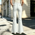 thumbnail image 2 of Ulitacool Teen Pants For Girl 11-12 Years Elastic Waist Stylish Flutter Flat Fit With Flared Trousers Leg Back To School Trousers Wear White, 2 of 4